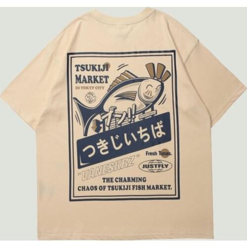 Streetwear Japanes Style Cartoon Fresh Tunas Poster Print Tshirts Mens Harajuku Hip Hop Casual Short Sleeve T-shirt Couples Tops