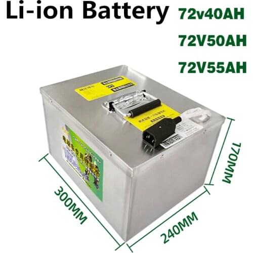 GTK steel case 72v 40ah 50Ah 55Ah lithium-ion battery pack with BMS for 3000W 5000W motorbike electric scooter +5A charger