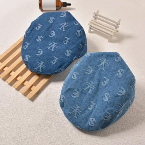 Mens Beret Caps Women Vintage Jean Newsboy Cap Washed Denin Cabbie Gatsby Hats Unisex Designer Novelty Currency Duckbill Caps