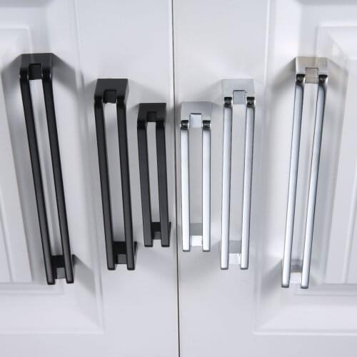 DRELD 96/128/160mm Furniture Handle Chinese Double Door Black Hollow Handle Bookcase Cupboard Pull Knob Furniture Hardware