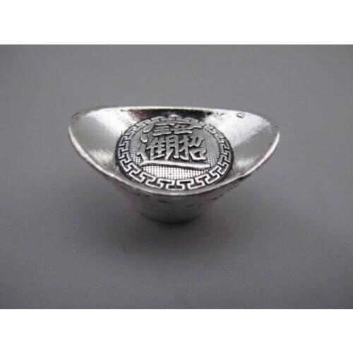 2pcs China old Tibetan silver hand made lucky YUANBAO ingot statue