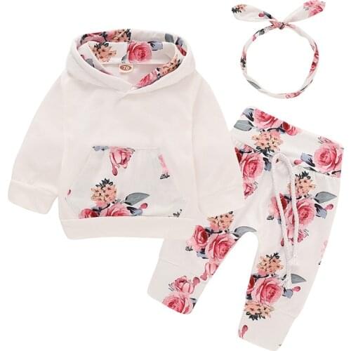 Newborn Baby Girls Clothing Sets Cotton Flowers Long Sleeve Spring Jacket And Pants Infant Suits Autumn Kids Clothes 1-3 Years