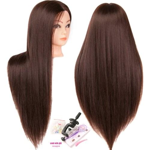 Mannequin Head Dolls for Hairdressers 65 cm Synthetic Black long hair Hairstyles Female Hairdressing Styling Training Head Thick