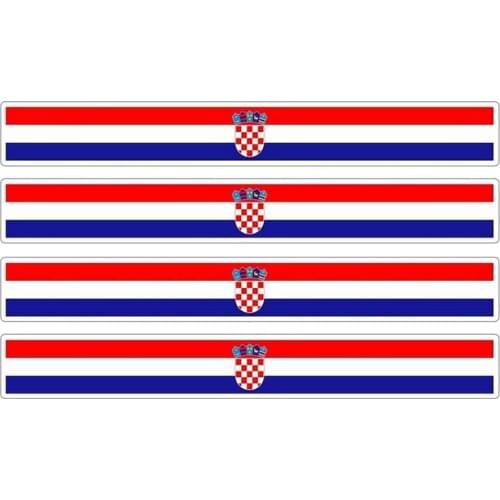 Hot 4pcs Patriotic Stickers Flag Stripes Vinyl PVC 13cm X 1.7cm Car Motorcycle Reflective Tuning Croatia Car Sticker