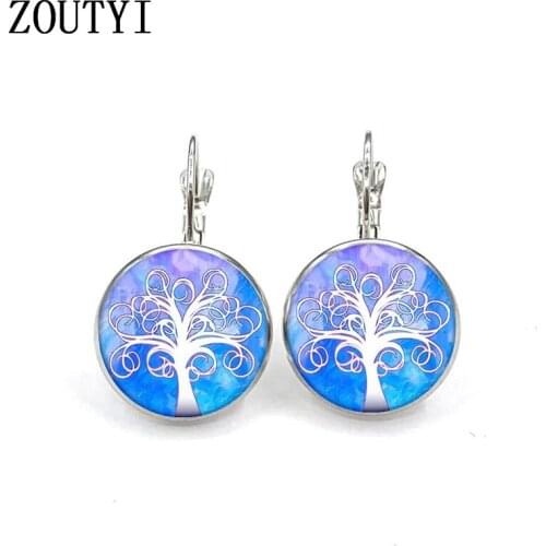 New/glamour fashion tree tree photo, convex glass inlay earrings, feminine decoration