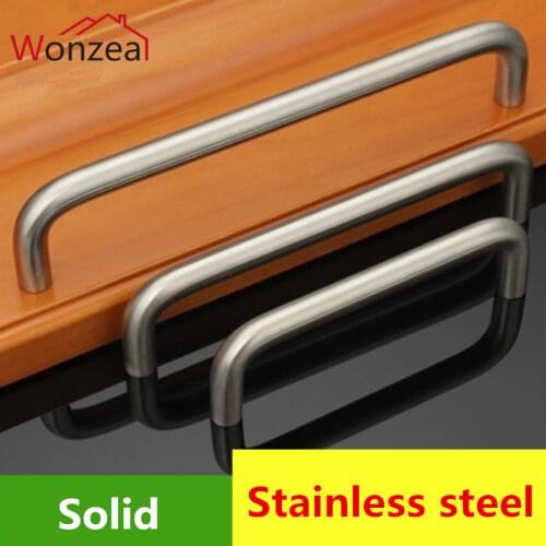 Hole CC 64/96/128/160/192mm Stainless Steel Handle Solid Furniture Pull Cabinet Drawer Handle for Wardrobe Hardware Accessories