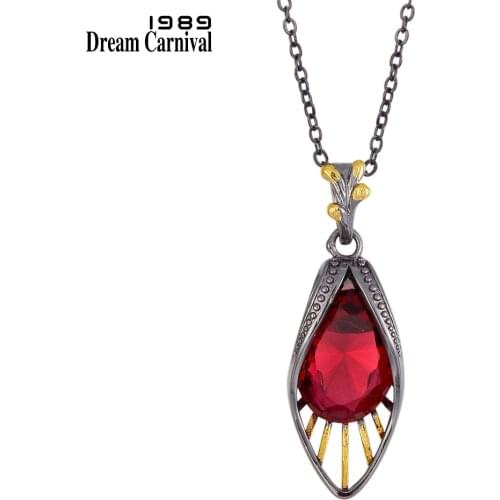 DreamCarnival 1989 Delicate Feminine Pendant Necklace Women Red Water Drop Zircon Christamas 2020 New Year Party Gift WP6669