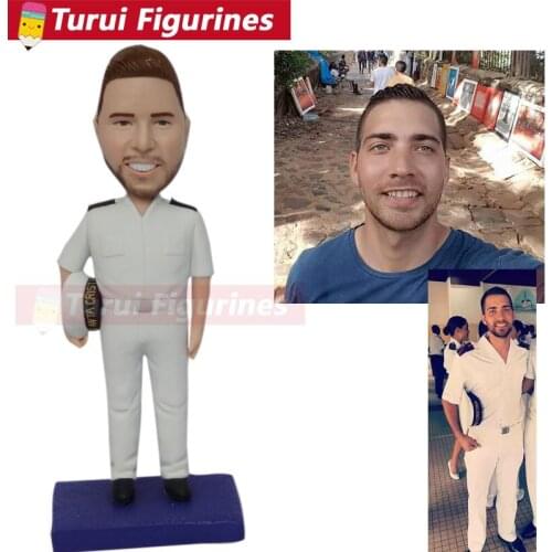Personalized custom-made naval officer clay figurines Customize your face and costume from your photos by china artist home deco