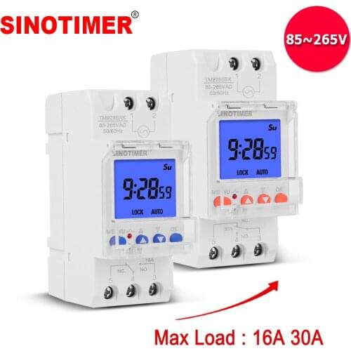 1 Second to 168 Hours Programmable Electronic Time Clock 16A 30A 110V 220V Big LCD Backlight Display Timer with Lock Function