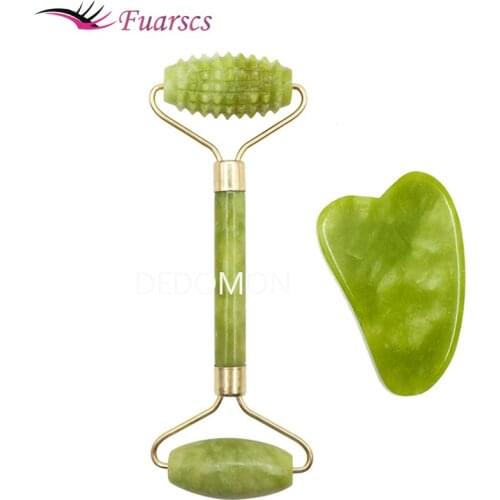 Facial Massage Roller Guasha Board Double Heads Jade Stone Face Lift Body Skin Relaxation Slimming Beauty Neck Thin Lift