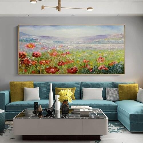 Hand Painted Grassland Draw Morden Oil Painting On Canvas Art Posters Wall Pictures For Live Room Home Decoration