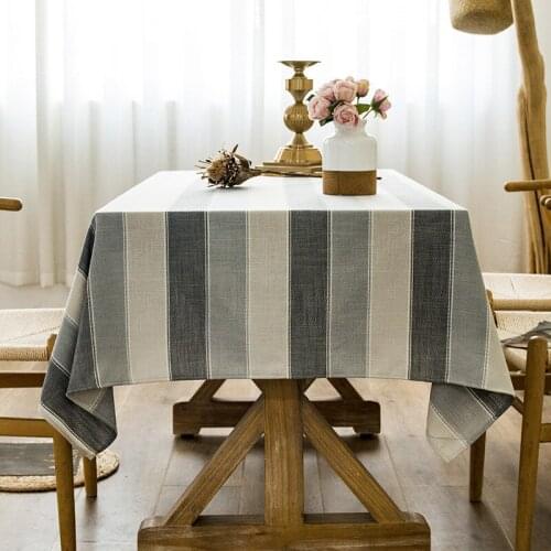 Tablecloth Cotton Linen Stripe Hotel Picnic Table Cloth Rectangular Dining Table Covers Home Dining Tea Table Decoration