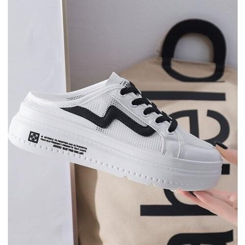 Spring Summer Trend Women Vulcanized Shoes Breathable Light Comfortable White Shoes Student Fashion Mesh Platform Shoes