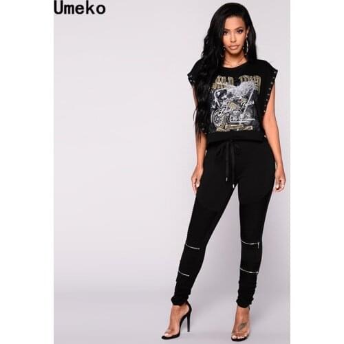 Umeko 2020 Autumn Womens Slim Fit Long Pants Draped Trousers Drawstring Skinny Sweatpants Pockets Fake Zippers Pants Plus Size