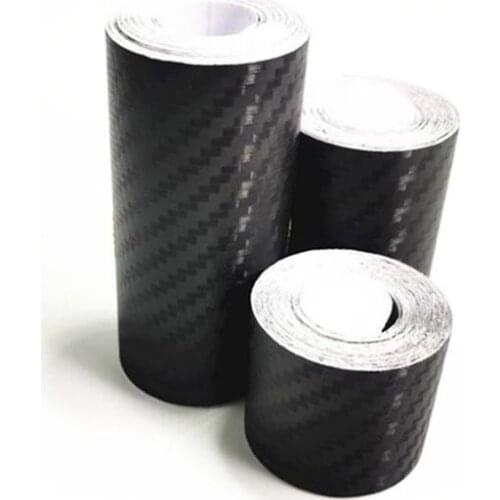 Universal Car Door Anti-collision Strip 3D Carbon Fiber Film Door Sill Rearview Mirror Body Protection Strip Stickers Black Tape