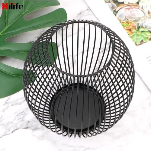 Geometric Shapes Hollow iron Candle Holder Coffee Table Living Room Candlestick lantern Retro Metal Lighting Cage