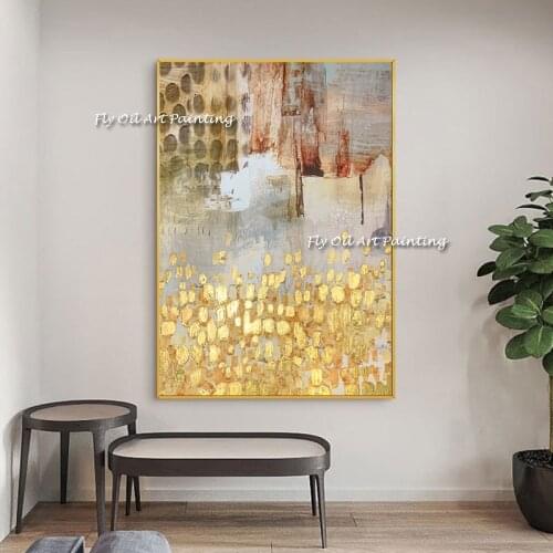 100% Handmade Abstract Landscape Gold Foil Oil Painting Home Decoration On Canvas Hand-painted Wall Art Living Room No Framed