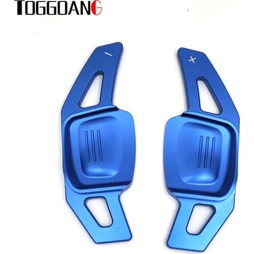 2pcs/pair Blue Aluminum Steering Wheel Paddle Suitable For Golf 7 Mk7 VII Extension Shifter Sticker shift paddle