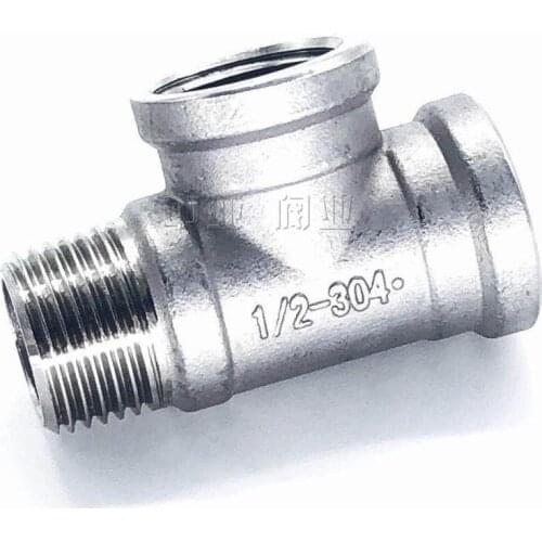 MaleFemale+Female Threaded 3 Way Tee T Pipe Fitting 1/2" 3/4" 1" BSP Threaded SS304 Stainless Steel