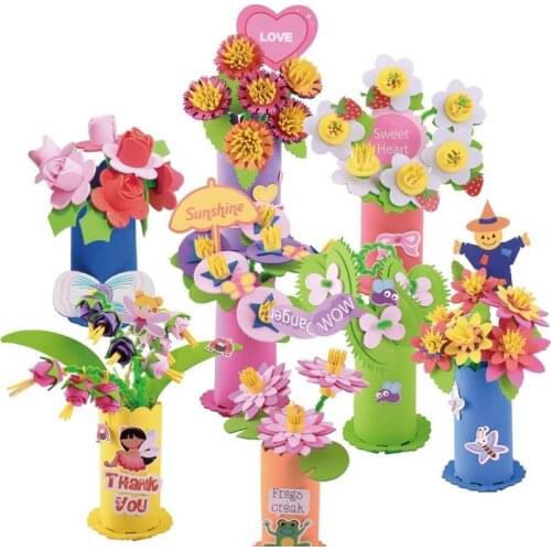 4Pcs/Set Kids DIY EVA Potted Flower Handmade Crafts Kindergarten Educational Toy