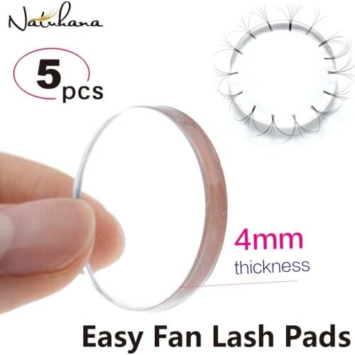 NATUHANA 5Pcs Reusable Washable Easy Fan Lash Pads Volume Lash Patches Eyelash Extension Make Fans Eyelash Holder Makeup Tool