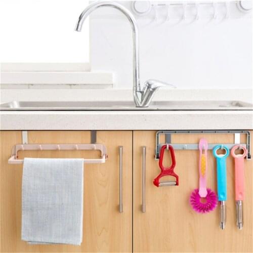 Automatic Folding Sundries Organizer Bathroom Shelf With Hook Cupboard Towel Hanger Storage Rack Cabinet Door Hanger For Kitchen