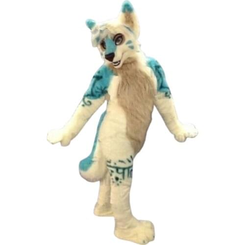 Beige Husky Dog Wolf Fox Mascot Costume Fursuit Cosplay Party Dress Furry Outfit Christmas Halloween Birthday Party Ad Opening