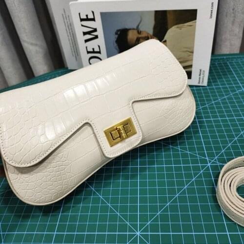 Real Women Leather Brand Bags Luxury New Elegant Crocodile Print Shoulder Crossbody Bags Fashion Wedding Party Baguette Bags