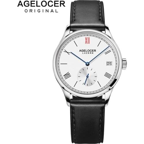 Agelocer Swiss Brand Women Bracelet Watch Automatic France Leather Strap 36mm Ladies Wrist Watch Switzerland Original Watches