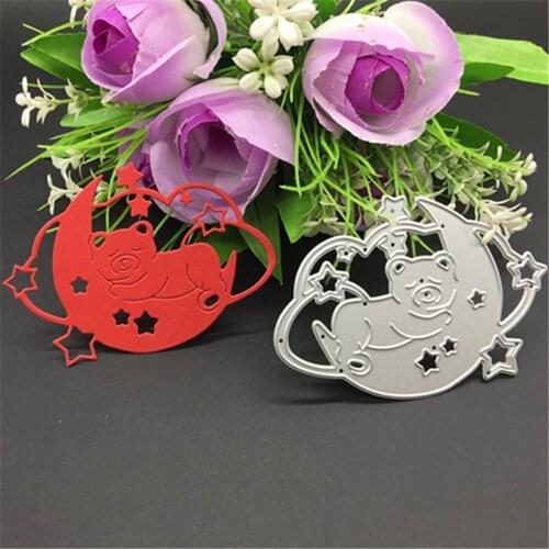 Sleep baby bear Moon Bear night dreamsMetal Cutting Dies Stencil Scrapbooking Photo Album Card Paper Embossing Craft DIY