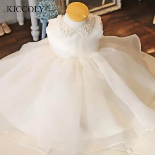 Beads 1 Year Birthday Baby Girl Dresses For Baptism Layered Lace Infant Princess Christening Gown Newborn Girl Wedding Clothes