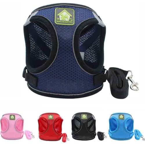 Breathable Dog Vest Harness Leash Reflective Pet Harnesses for Small Medium Dogs Soft Puppy Chest Strap Leads Pets Accessories