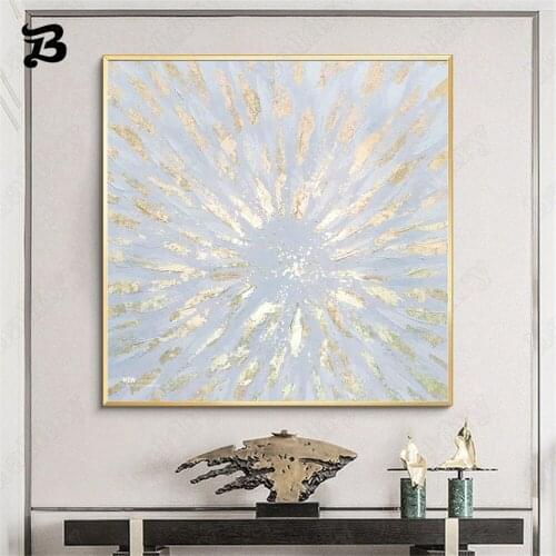 Canvas Painting Wall Art Golden and Silver Abstract Petals Oil Painting Southeast Asian Style for Living Room Home Decoration