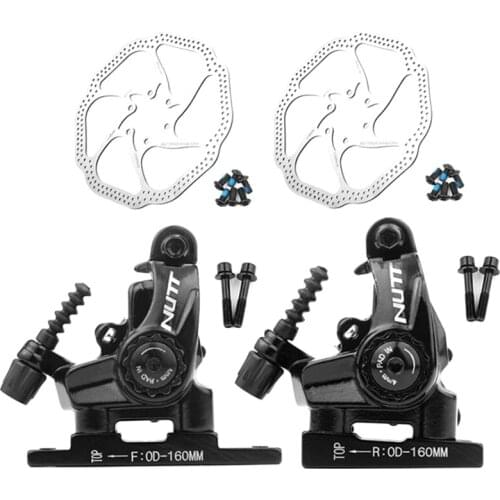 NUTT MTB Road Bike Disc Brake Caliper Double Mechanical Line Pull Flat Front Rear Clamp Set 160Mm HS1 Rotor Disk Bicycle Parts