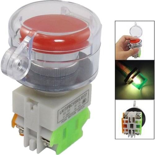 Red Mushroom Cap Self Locking Contact Clear/Reset Switch NO/NC Emergency Stop Push Button Switch AC 660V 10A Switch Equipment