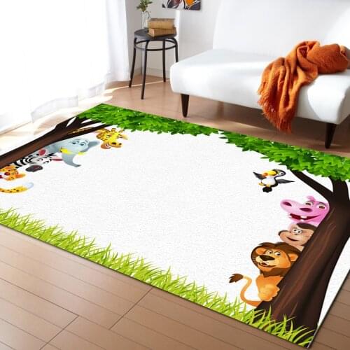 Forest Animal Lion Meadow Trees Plant Carpet Bedroom Room Bedside Blanket Rug for Living Room Cloakroom Carpet Bedroom Decor