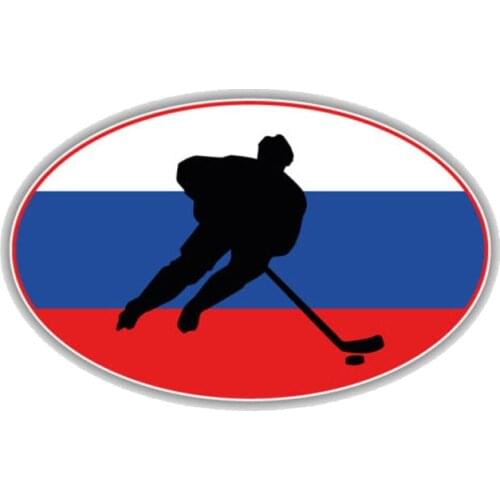 Hot Sell Creative Car Sticker Russia Flag Hockey Label Decal Window Vinyl Reflective Sunscreen Anti-UV PVC 6.8cm X 11cm