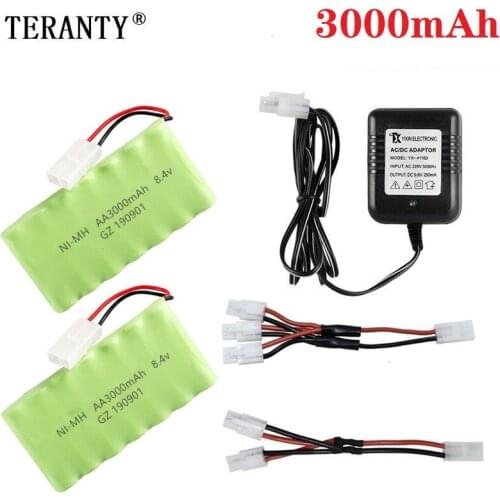 M Model ) Ni-MH 8.4v 3000mah Battery + 8.4v Charger For Rc toy Car Tank Train Robot Boat Gun AA 8.4v Rechargeable Battery Pack