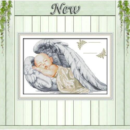 Little angel birth certificate,sleeping baby,pattern print canvas DMC 14CT 11CT DIY Cross Stitch Embroidery Needlework kits Sets