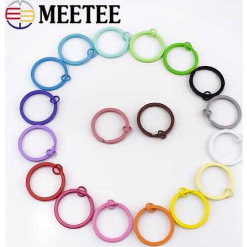 Meetee 10/20/50pcs 25mm Colorful Metal O D Rings Buckles Circle Keychain DIY Keyring Lobster Clasp Jewelry Decor Accessories