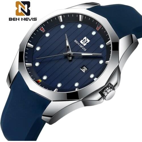 BEN NEVIS Man Watches Fashion Business Quartz Wristwatch Military Silicone Classic Casual Male Clock Simple Relogio Masculino