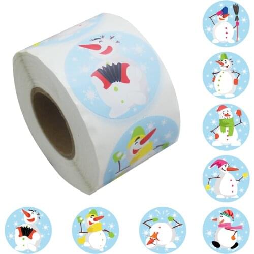 100-500pcs Cartoon Snowman Christmas Sticker 1.5inch Kids Christmas New Year Gift Packing Sealing Sticker Party decor Handmade