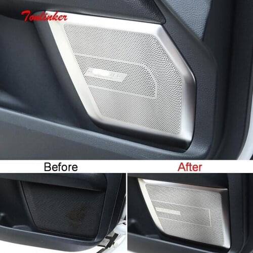 Tonlinker Interior Car Door Speaker Cover case Stickers for Ford MENDEO 2013-19 Car styling 4 PCS Stainless steel Cover stickers