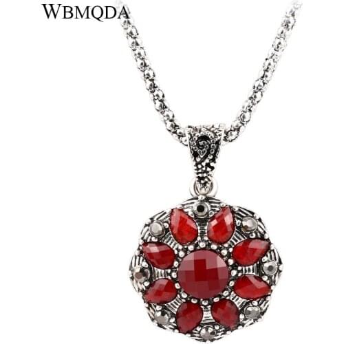 Wholesale Vintage Tibetan Silver Color Jewelry Bohemian BFF Flower Pendant Chain Necklace Women Accessories Free Shipping