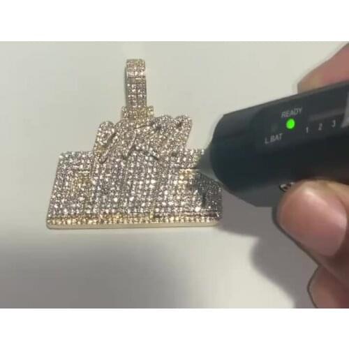 OTIY Hip Hop Iced Out Pass Diamond Tester Jewelry14k Gold 18K Gold Clawing Setting Loose Moissanite Diamond Pendant Necklace