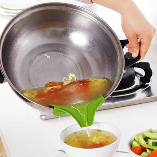 Food grade Pots Pans Rim Leak-proof Kitchen Silicone Funnel Kitchen Tools Color Random Kitchen practical Basin mouth Accessories