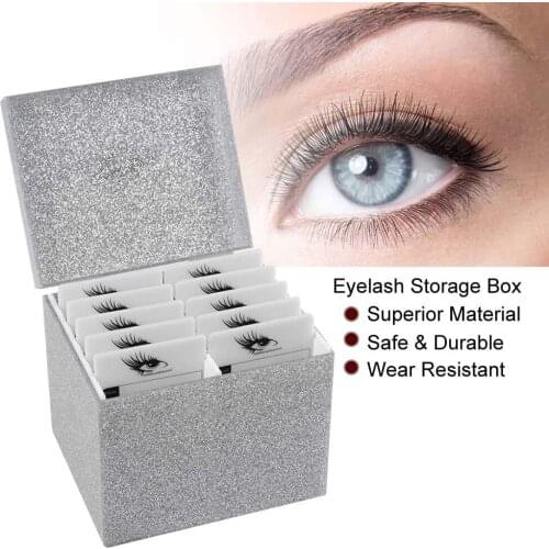 Silver Glitter Acrylic Storage Box Organizer Eyelash Extension Glue Lash Pallet Holders 10 Layers Grafting Eyelash Tool