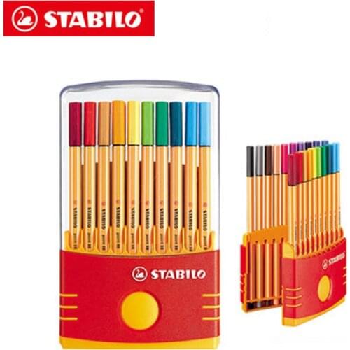 Stabilo 88 Fiber Pen Fineliner Gel Pens 0.4 mm 10/20/25 Color Professional Color Art Marker School Stationery 1 Set