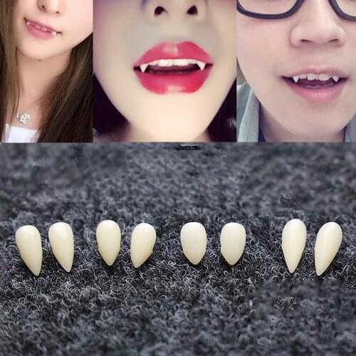 DIY Environmentally friendly resin Halloween Costume Props Party 1 Pair 4 size Dentures Props Vampire Teeth Fangs