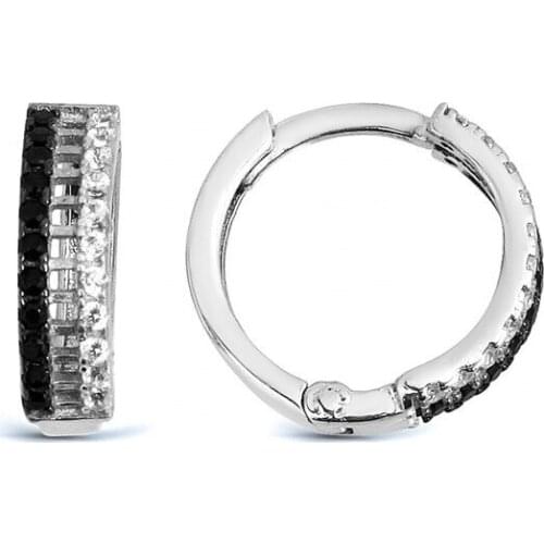 Argentum Concept-Black White Stone Silver Ring Earrings